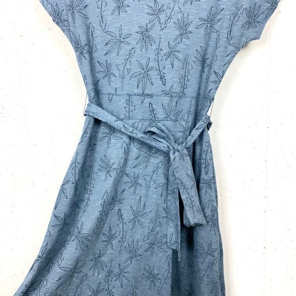 Toad&Co Womens Cue Wrap Short Sleeve Dress Pockets Blue Floral Print Size Small - Picture 7 of 10